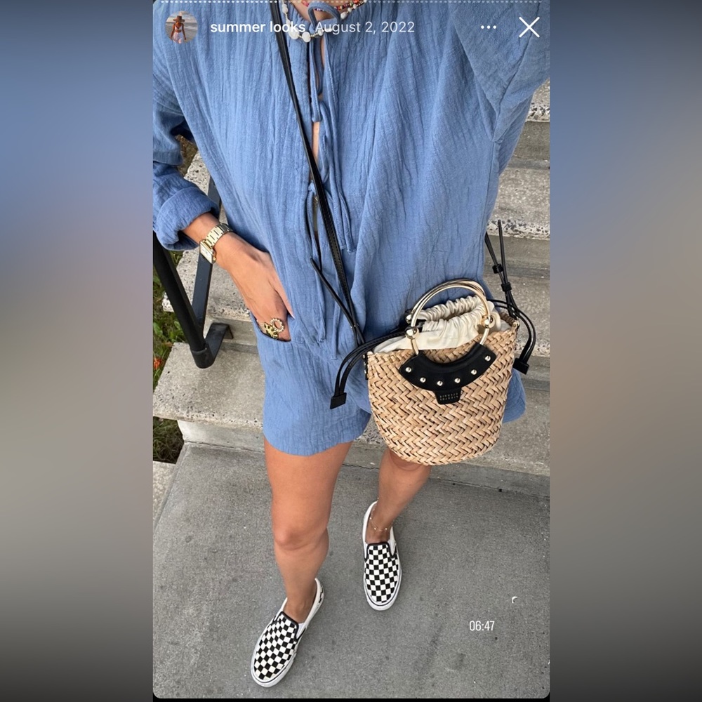 Zara Jumpsuit - textured weave faded blue size small